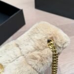 Saint Laurent Loulou Shearling Puffer Bag Beige 28cm - Image 5