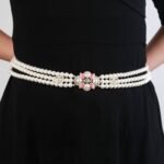 Chanel Double Strand Pearl Belt with Coral Floral Charm - Image 5