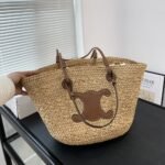 Celine Triomphe Panier Raffia In Palm Tan 31cm - Image 3