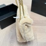 Saint Laurent Loulou Shearling Puffer Bag Beige 28cm - Image 8