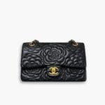 Chanel Flap Bag with Camellia Flower Chain Black 26cm