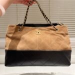 Perfect Match: Chanel Shopping Bag Beige And Black 36Cm X Chanel Classic Mini Bag With Hook Black 12Cm - Image 2