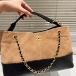 Perfect Match: Chanel Shopping Bag Beige And Black 36Cm X Chanel Classic Mini Bag With Hook Black 12Cm - Image 3