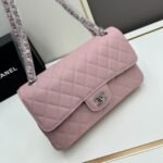 Chanel Classic Double Flap Bag Pink With Silver Hardware 26Cm - Image 3