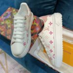 Louis Vuitton Time Out Sneakers White With Pink Monogram - Image 3