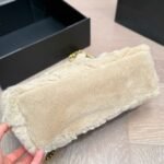 Saint Laurent Loulou Shearling Puffer Bag Beige 28cm - Image 11
