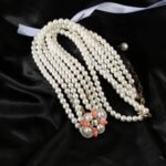 Chanel Double Strand Pearl Belt with Coral Floral Charm - Image 3