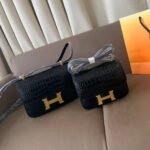 Hermes Lizard Constance Mini Shoulder Bag Black 20cm - Image 2