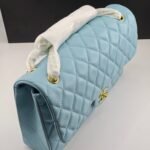 Chanel Classic 11.12 Handbag Gold Tone Metal Light Blue 30Cm - Image 6