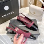 Chanel Logo Ballet Flats Burgundy - Image 4