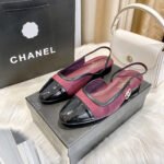 Chanel Logo Ballet Flats Burgundy - Image 5