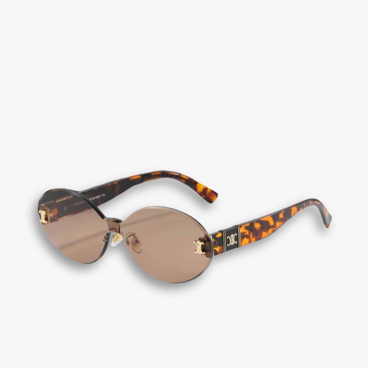 328-2 Celine Tortoise Luxe Oval Rimless Sunglasses Leopard - Image 1