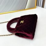 Chanel Kelly Mini Velvet Burgundy 19cm - Image 8