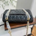 Chanel Flap Bag with Camellia Flower Chain Black 26cm - Image 6