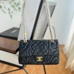 Chanel Flap Bag with Camellia Flower Chain Black 26cm - Image 8
