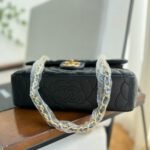Chanel Flap Bag with Camellia Flower Chain Black 26cm - Image 4