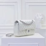 Chanel Classic Double Flap Bag White Silver Hardware 25cm - Image 3