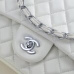 Chanel Classic Double Flap Bag White Silver Hardware 25cm - Image 2