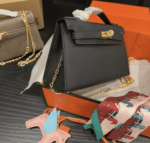 Hermes Kelly Mini Epsom Handbag Black And Gold 20cm - Image 6