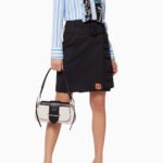 Prada Sidonie Two Tone Leather Shoulder Bag White Black 28Cm 1BD168 2AIX F0964 V OJN - Image 9