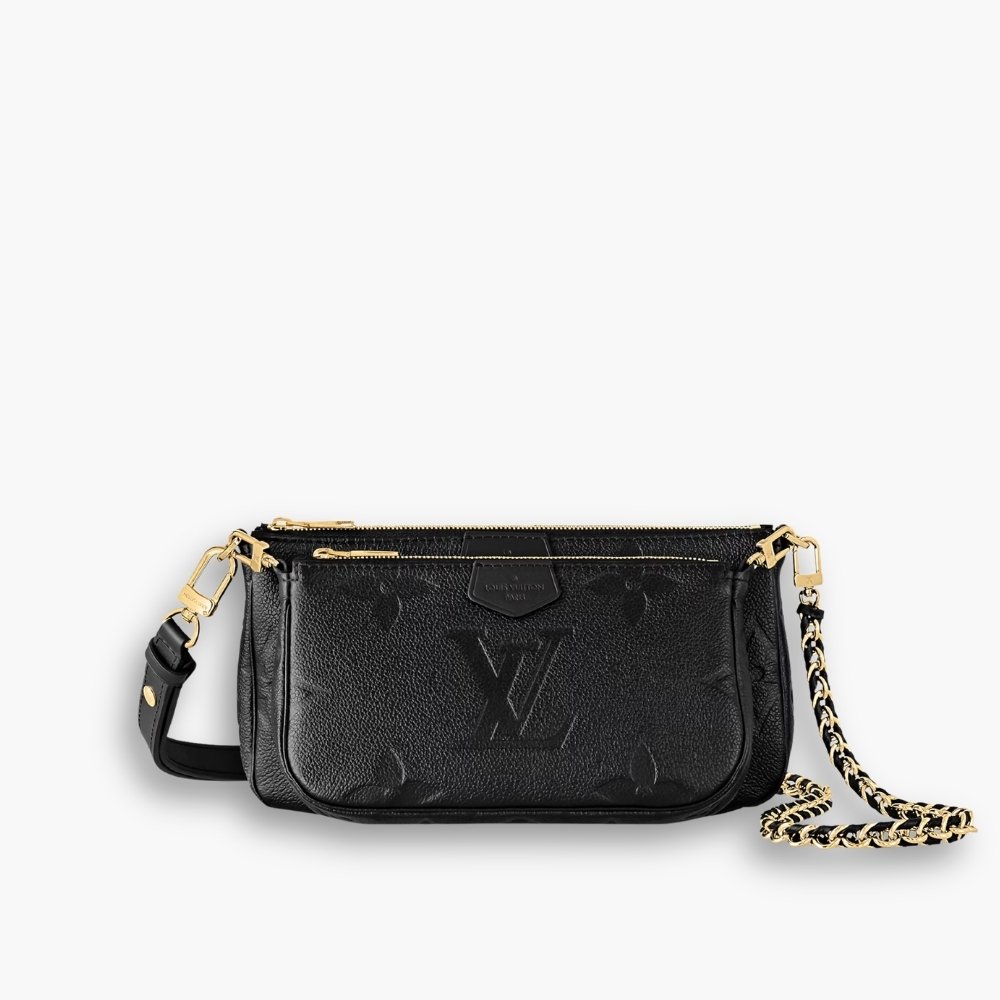 4-5 Louis Vuitton Multi Pochette Accessoires Monogram Empreinte Leather Black 25cm M80399 - Image 1
