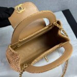 Super Vip 1:1 – Chanel Mini Shopping Bag Braided Raffia And Gold Tone Dark Beige 19Cm AS4416 B22677 U5552 - Image 6