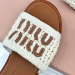 Miu Miu Crochet And Leather Slides Ivory 5XX667 2BDF F0304 F 005 - Image 7