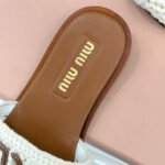 Miu Miu Crochet And Leather Slides Ivory 5XX667 2BDF F0304 F 005 - Image 3