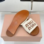 Miu Miu Crochet And Leather Slides Ivory 5XX667 2BDF F0304 F 005 - Image 4