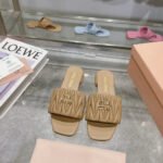 Miu Miu Matelassé Nappa Leather Slides Sand Beige 5XX605 88T F0036 F 010 - Image 2