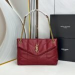 Saint Laurent Loulou Puffer Small Leather Shoulder Bag Red 29cm 5774761EL076937 - Image 4