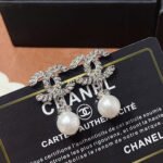 Chanel CC Pearl Earrings Silver - Image 2