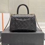 Chanel Flap Bag With Top Handle Grained And Gold Metal Black 24cm A92990 B05061 94305 - Image 3