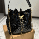 Chanel Draw String Bucket Bag Black 27Cm - Image 3