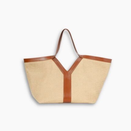 Saint Laurent Tiffany & Fred Paris Raffia Leather Large Tote Brown 50Cm