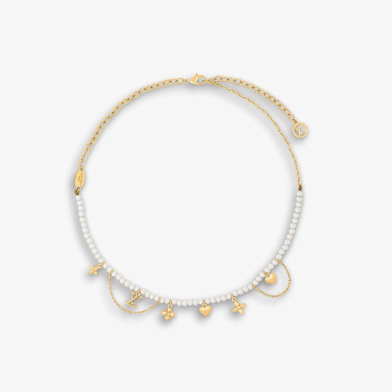 468-1-3 Louis Vuitton Blooming Pearls Necklace Gold M02388 - Image 1