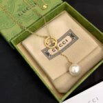 Gucci Blondie Pearl Drop Necklace Gold 774689 I4620 8078 - Image 4
