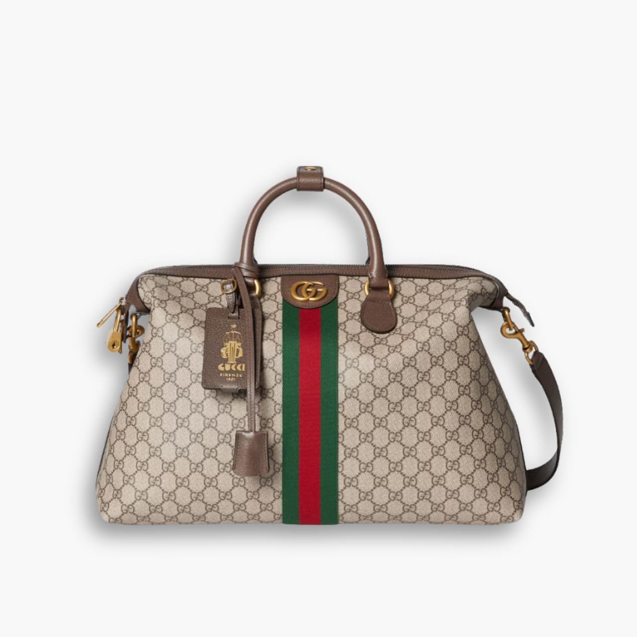 474-5 Gucci Savoy Medium Duffle Bag Beige And Dark Brown 48Cm 834469 FAEOI 9746 - Image 1