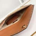 Valentino Garavani Rockstud Raffia Clutch Bag Brown - Image 5