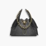Chanel 25 Small Handbag Grained & Gold-Tone Metal Washed Denim Black 26Cm AS5293 B20520 U0725