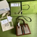 Gucci Medium Tote Bag With Piston Closure In Beige And Ebony 30Cm 649016 HUHHG 8565 - Image 3