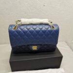 Chanel Classic Double Flap Bag Dark Blue 25cm - Image 3