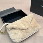 Saint Laurent Loulou Shearling Puffer Bag Beige 28cm - Image 3