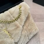 Saint Laurent Loulou Shearling Puffer Bag Beige 28cm - Image 4