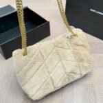 Saint Laurent Loulou Shearling Puffer Bag Beige 28cm - Image 10