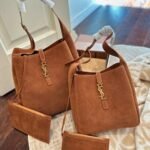 Saint Laurent Le 5 À 7 Supple In Suede Golden Brown 24Cm - Image 6