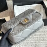 Chanel Flap Bag Teddy Gold Tone Metal Grey 25Cm - Image 6