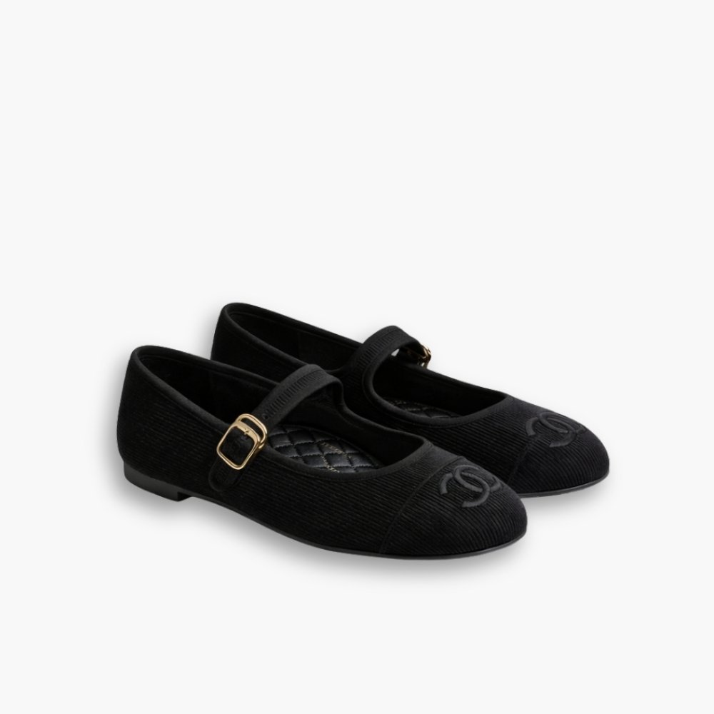 9-10 Chanel Mary Jane Ballet Flat Black - Image 1