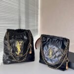 Saint Laurent Bucket Bag And Gold Tone Metal Black 39Cm - Image 2