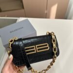 Super Vip 1:1 – Balenciaga Gossip Wallet On Chain Croco Embossed Black 23cm 68889423ECM1000 - Image 2